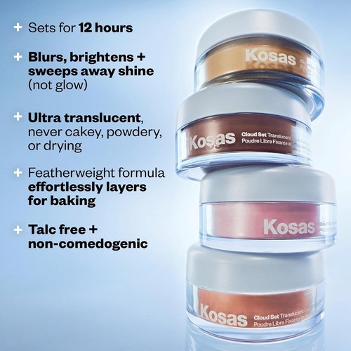 Kosas Cloud Set Loose Setting Powder - Talc-Free Translucent Powder for Oil Control | Ultra Sheer Peach