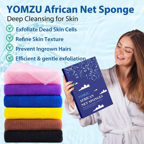 Regine Switzerland Exfoliating Bath Sponge Set - 6 African Net Scrubbers for Deep Cleansing