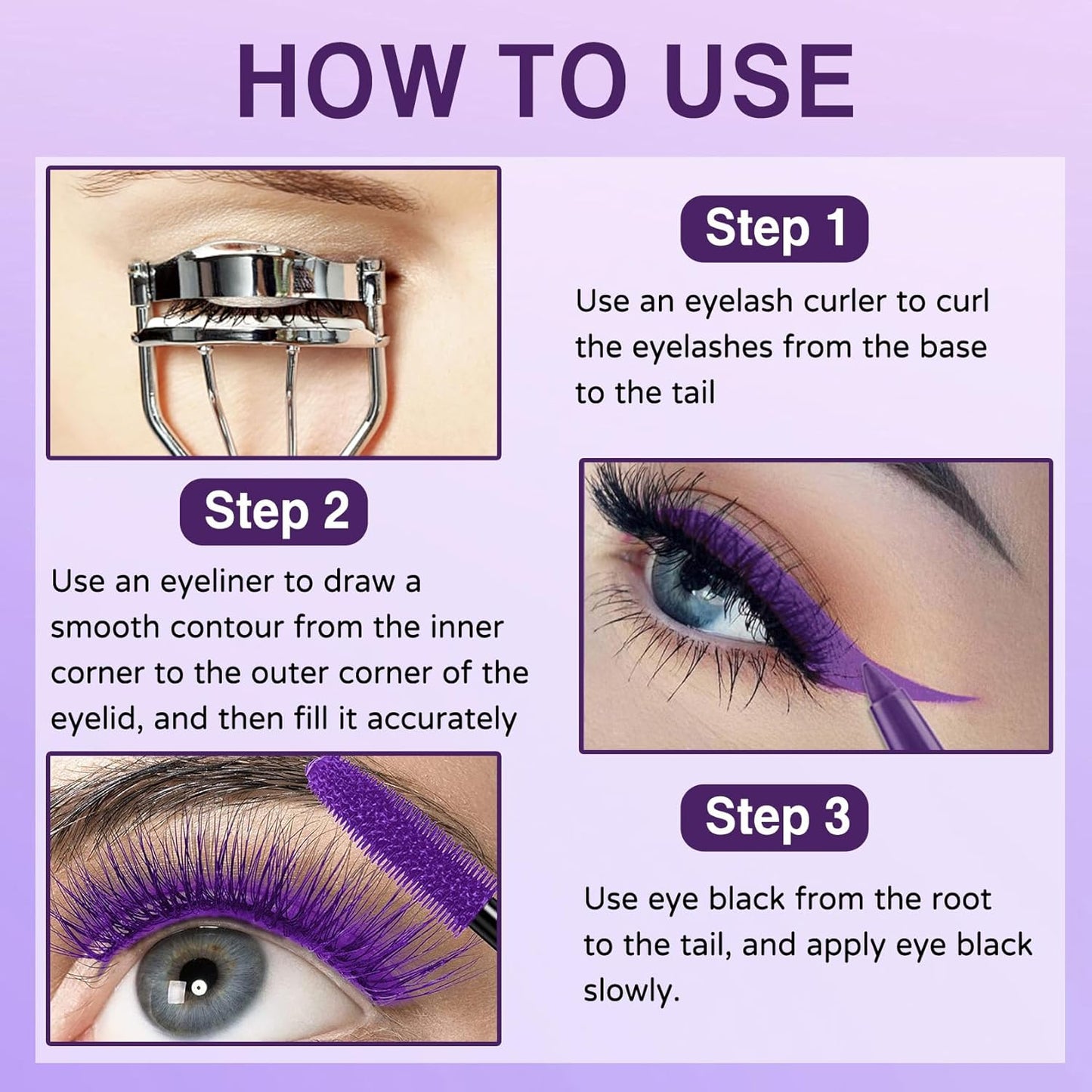 Skiennix Purple Mascara & Eyeliner Set - 5D Volume & Length, Waterproof Formula | Ideal for All Skin Types