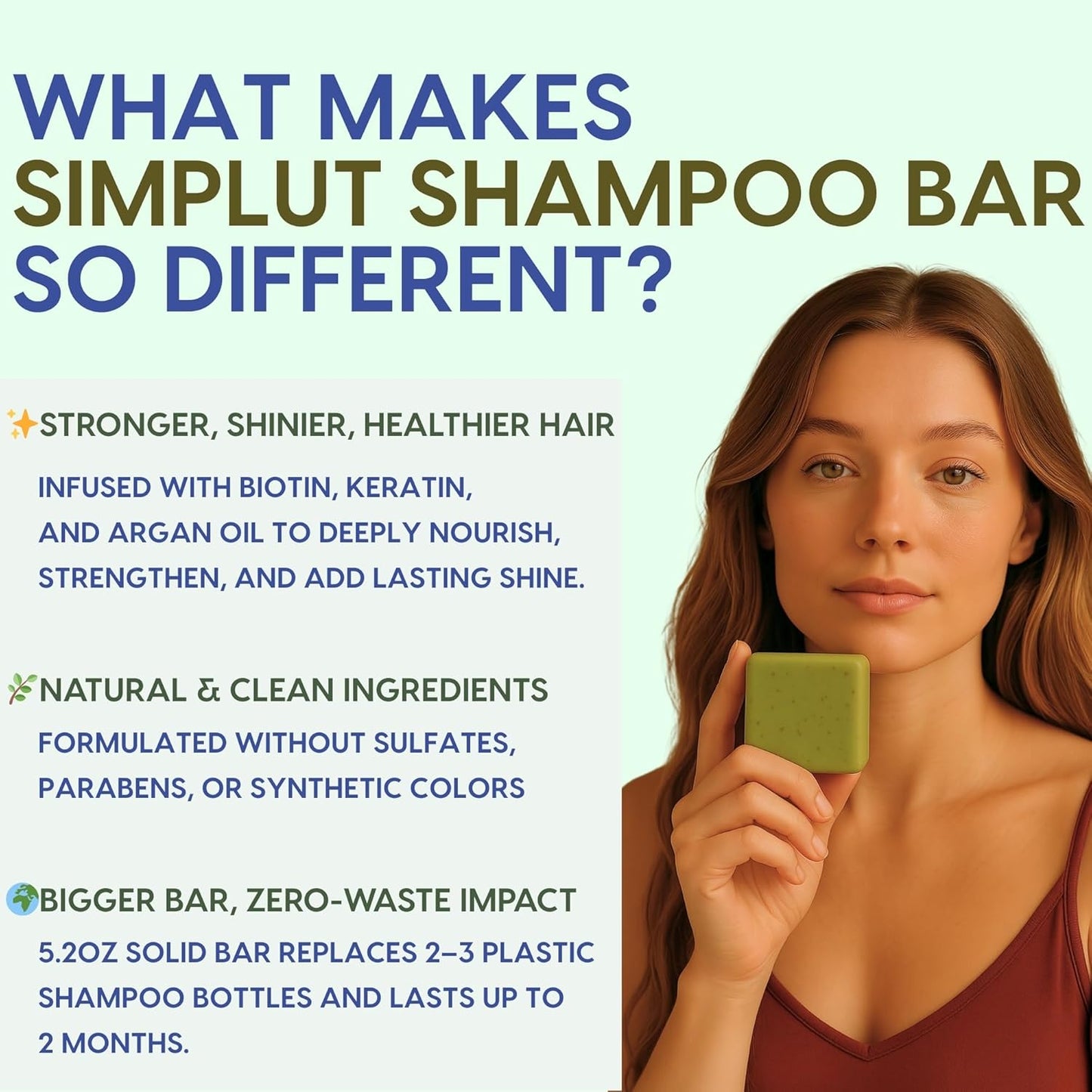 SIMPLUT Rosemary & Tea Tree Shampoo Bar - Biotin & Keratin Infused for Clarifying Scalp Care | Salon-Grade Volumizing Formula