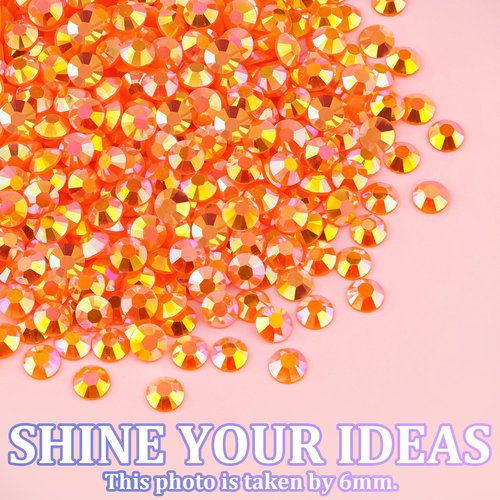 16000Pcs Resin Rhinestones with Tweezers for Crafting, Orange AB 2-6mm Mixed Sizes Bedazzling Crystal with 3Pcs 10ml B7000 Jewelry Glue for DIY Crafts Clothing Tumblers Shoes Fabric Nail Art