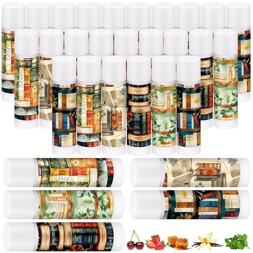 Leelosp Bookish Lip Balms - 25 Pack Gifts for Book Lovers, Librarians & Readers | Perfect for Parties