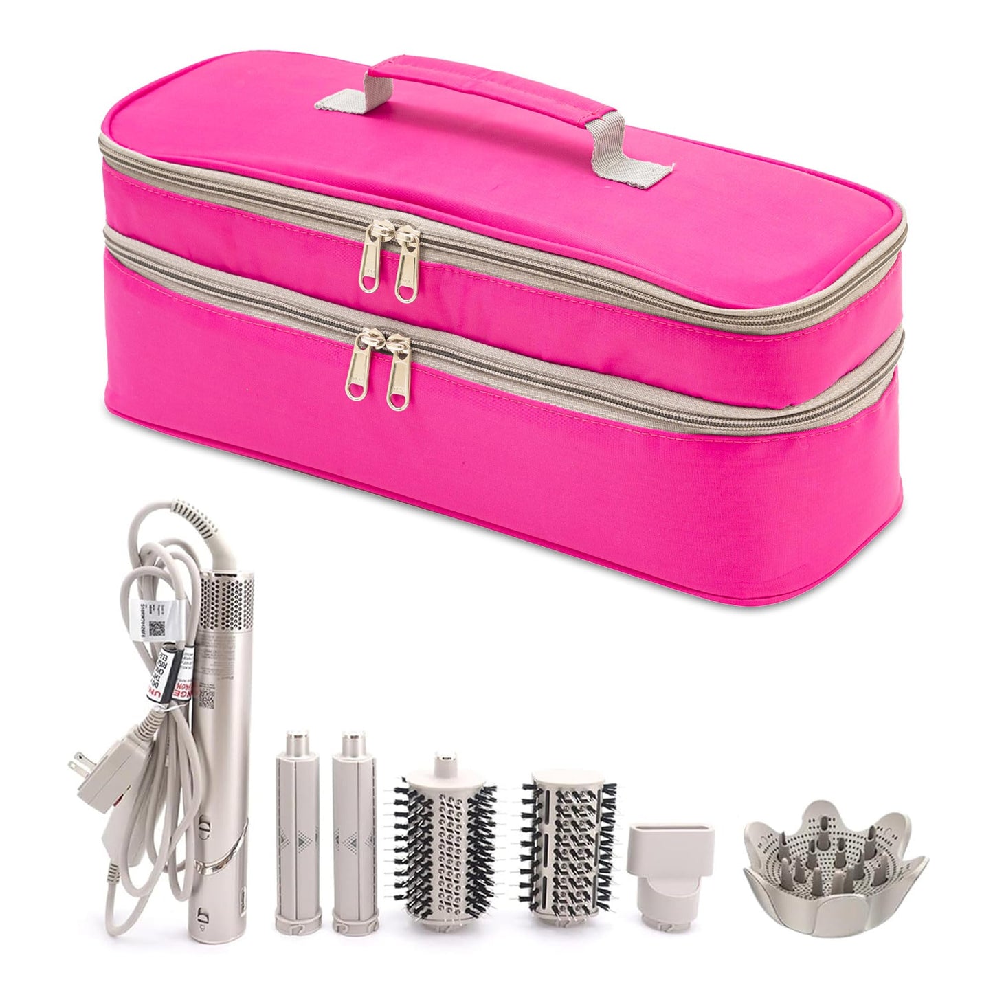 GREENESTA Hair Tools Travel Bag Compatible With Shark Flex Style Attachment, Shark Airwrap Flexstyle, Dyson Airwrap | Travel Case For Sharkflex Styler | Beauty Hair Dryer Attachments Storage (Pink)