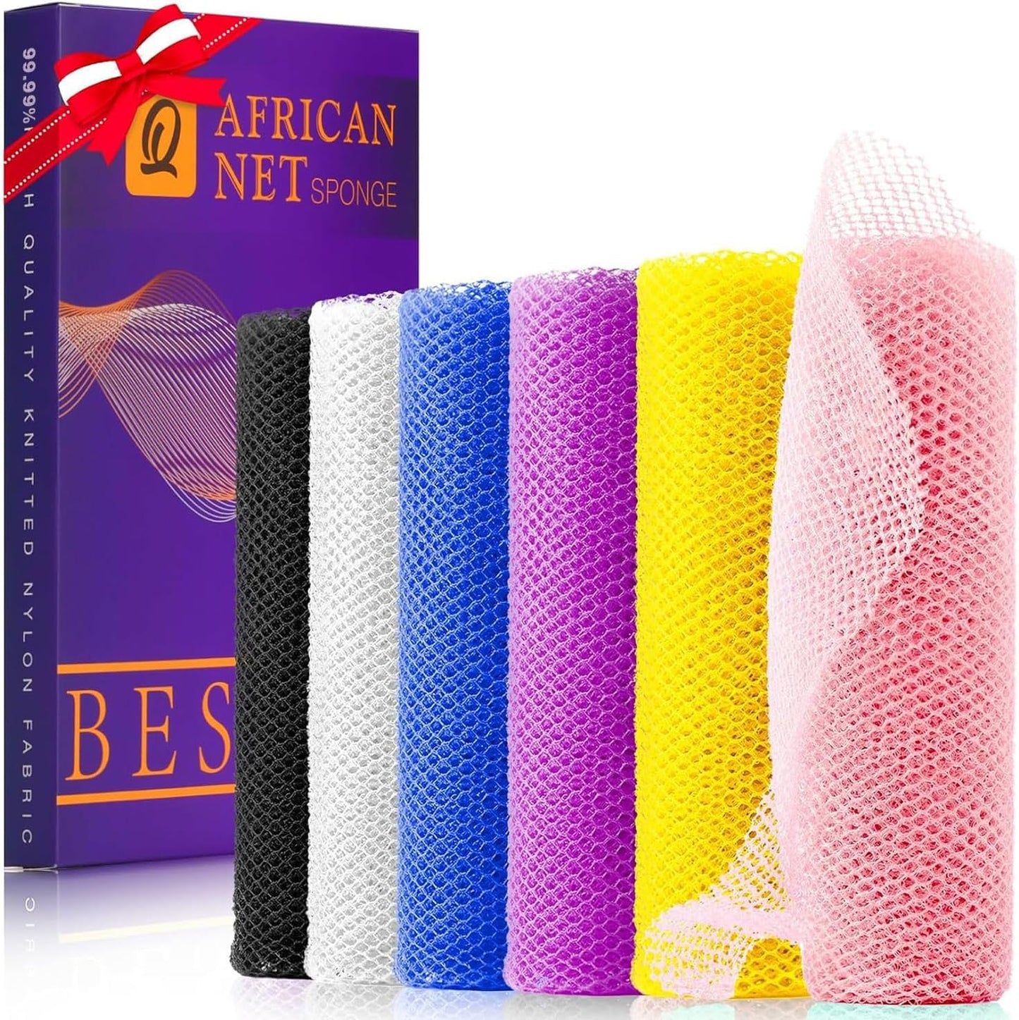 UJFQBH African Bath Sponge Set - 6 Exfoliating Shower Scrubbers for Smooth Skin | Multi-Color Options