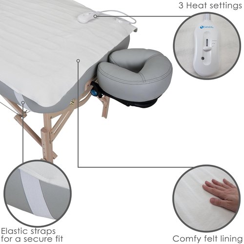 Earthlite Massage Table Warmer - Three Heat Settings with Felt Lined Heating Pad (30” x 71”) | One-Year Guarantee