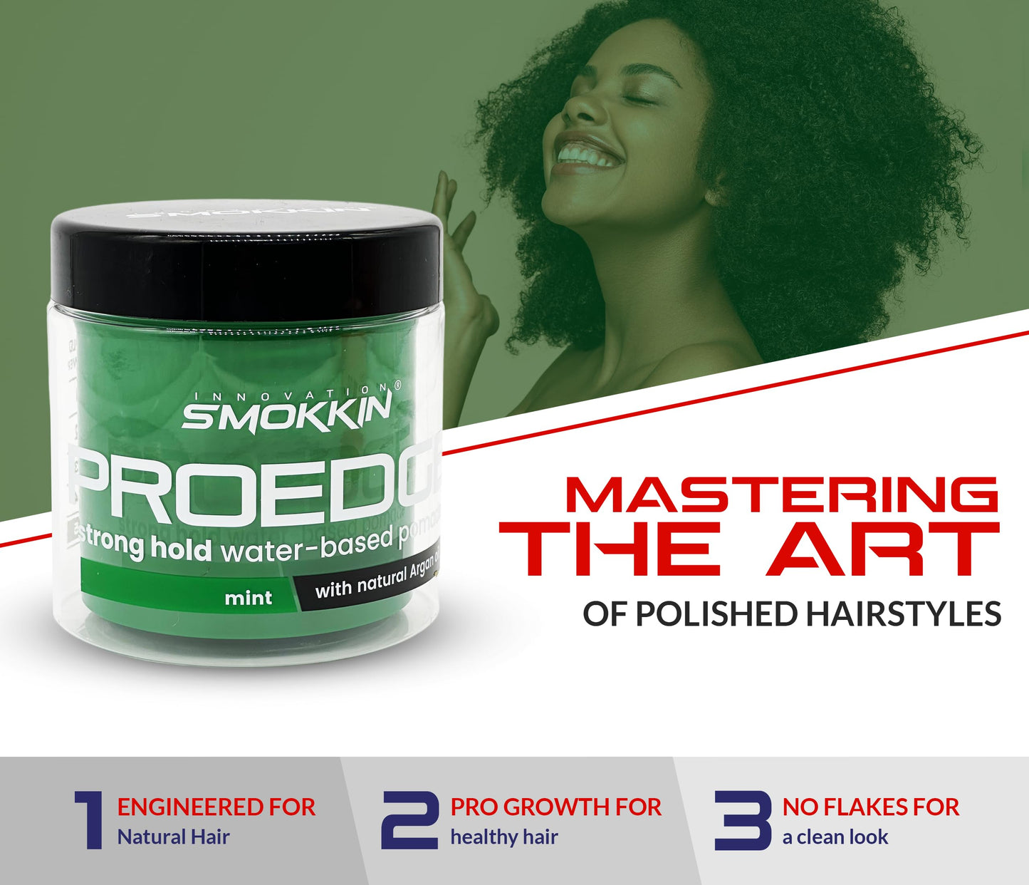INNOVATION SMOKKIN Pro Edge Hair Styling Gel - Type Free Alcohol Free, Stylish Hair Gel with Strong Water Based Pomade (Mint 16 Fl oz)
