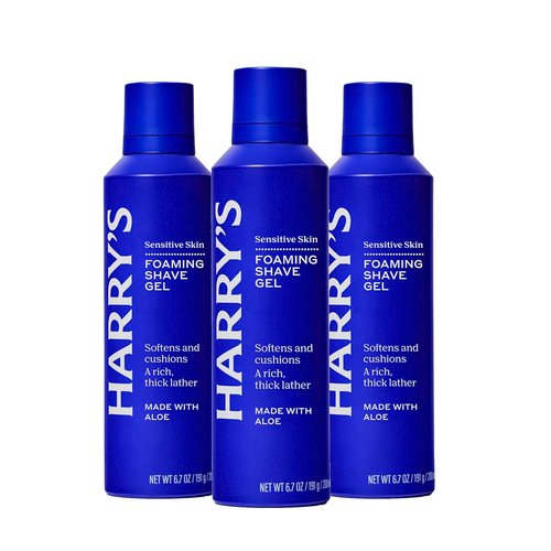 Harry's Foaming Shave Gel for Men - Soothing Aloe Formula | 3 Pack, 6.7oz - Ideal for Sensitive Skin