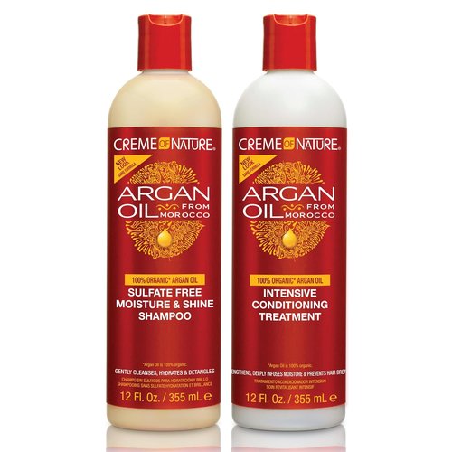 Creme of Nature Argan Oil Shampoo & Conditioning Treatment Set - Sulfate-Free Hydrating Duo, 2 x 12 oz