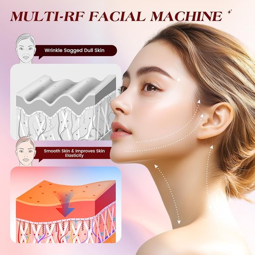 INTEO Microcurrent Facial Device - 3 Modes Red Light Therapy for Face & Neck | Gold Skin Care Massager