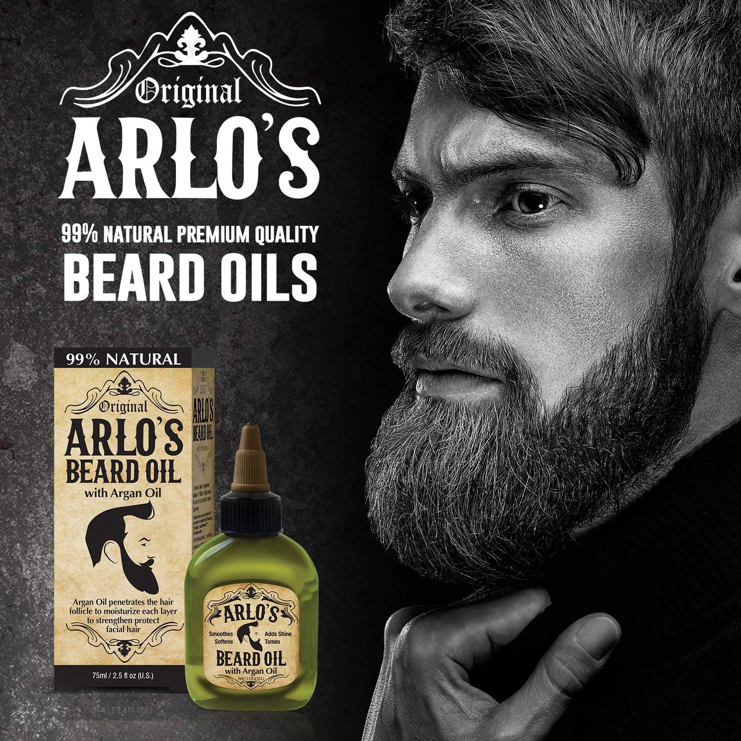 Arlo's Beard Oil - Nourishing Argan Oil Formula | 2.5 Fl Oz for Soft, Healthy Beards
