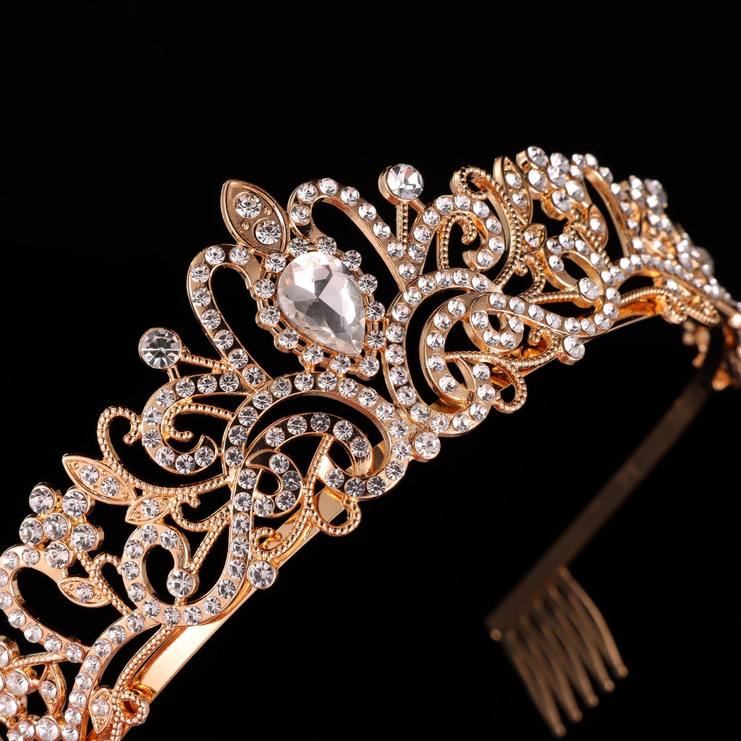 Kamirola - Gold Crystal Tiara Crowns For Women Girls Princess Elegant Crown with Combs Women's Headbands Bridal Wedding Prom Birthday Party Headbands for Women