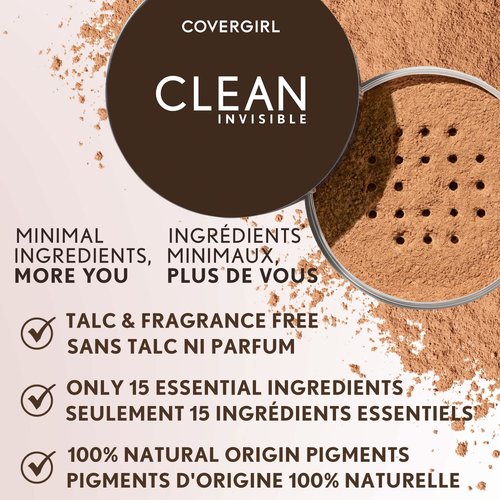 COVERGIRL Clean Invisible Loose Powder - Vegan Setting Powder for Flawless Finish - Translucent Light, 20g (Pack of 2)