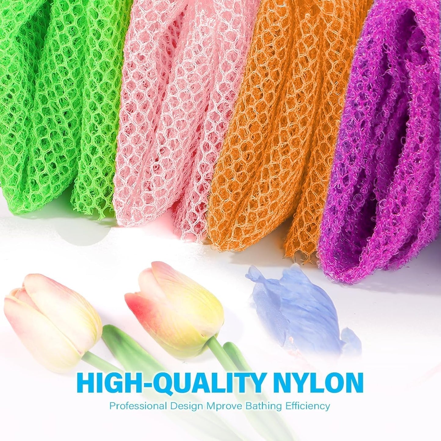 UJFQBH African Net Bath Sponge Set - Exfoliating Shower Body Scrubber | 4 Colors for Daily Use
