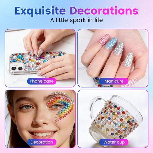 Bedazzler Kit with Rhinestones, 2026 New Resin Jelly Rhinestones for Bedazzling, Multicolor 3mm Flatback Gems for Nail Diamond Art Crafting Book Makeup (24000)