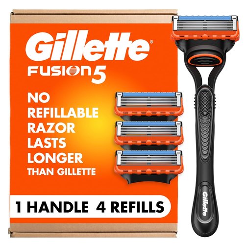 Gillette Fusion5 Razors - Comfortable Shaving with Lubrastrip - Includes 1 Razor & 4 Blade Refills