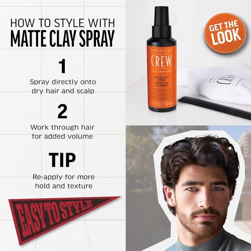 American Crew Matte Clay Spray - Texturizing Hair Styling Product | 5.1 Fl Oz