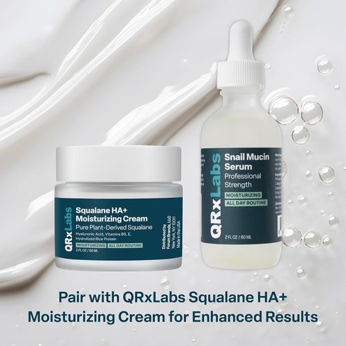 QRxLabs Snail Mucin Serum - Hydrating, Plumping & Brightening with Collagen - 2 oz for Radiant Skin