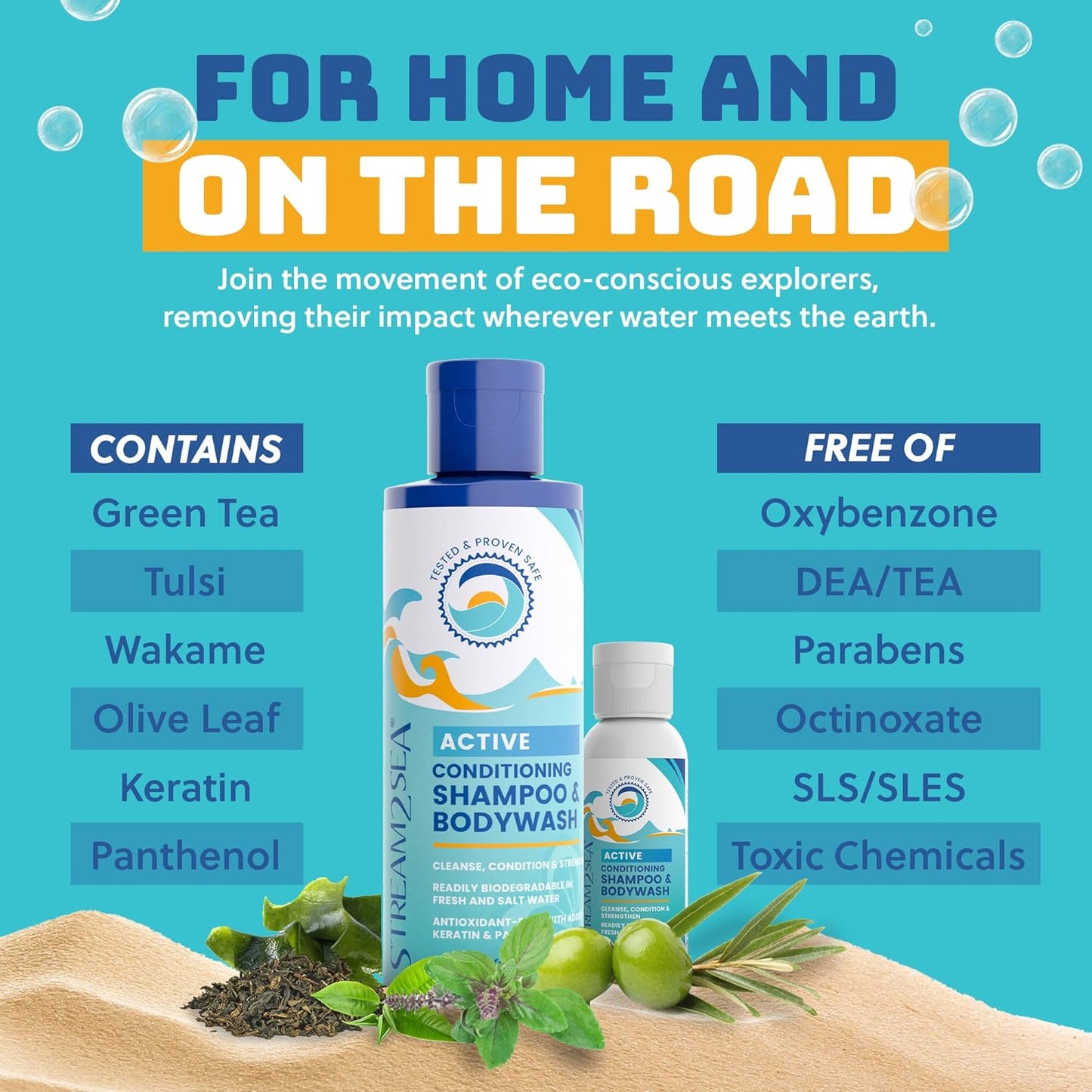 STREAM 2 SEA Shampoo & Conditioner | 3-in-1 Reef Safe Body Wash for Swimmers - 8.5 Fl Oz