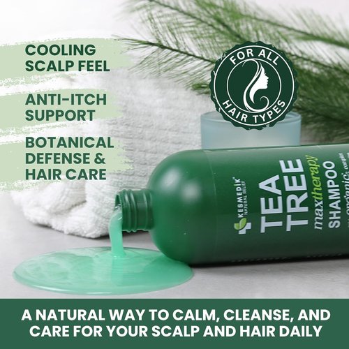 KESMEDIK Tea Tree Oil Shampoo - Deep Cleansing Formula for Dandruff Relief & Itchy Scalp | 16 fl oz