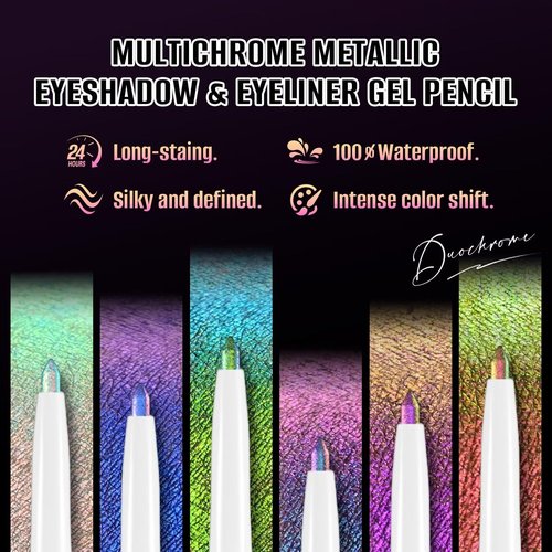 CHARMACY Chameleon Multichrome Eyeshadow Pencil - Waterproof, Long-Lasting Color Shifting Eyeliner & Shadow Stick (B03)