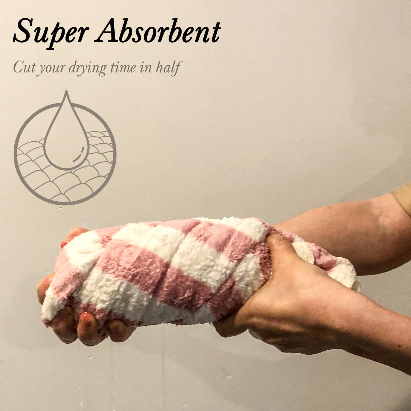 Chloven Large Microfiber Hair Towel Wrap for Women - Anti Frizz Hair Turbans, Super Absorbent & Lightweight, Ideal for Curly Long Hair with Elastic Strap