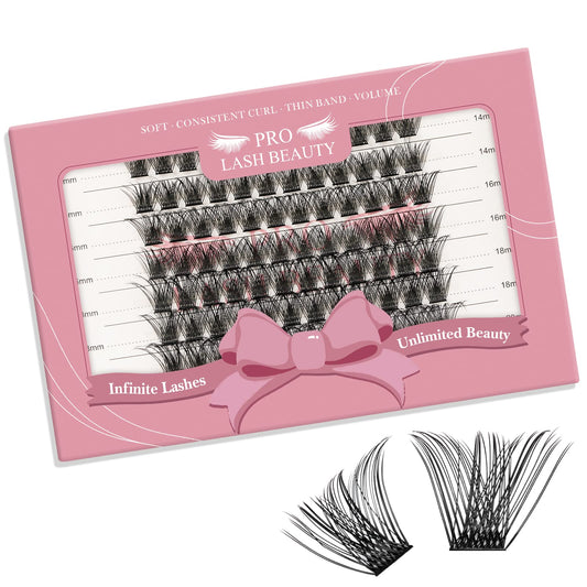 96 Pcs Lash Clusters 14-20mm Cluster Lashes D Curl Lash Clusters DIY Lash Extension Eyelash Clusters Volume Wispy Lashes Super Thin Band Soft & Comfortable(Volume-D-14-20 mix)