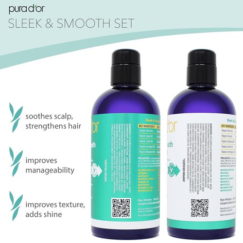 PURA D'OR Sleek & Smooth Conditioner - Anti-Frizz Formula for Luminous, Easy-to-Comb Hair | 16oz
