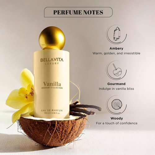 Bellavita Luxury Vanilla Eau de Parfum - 100 ml | Unisex Perfume with Coconut, Vanilla & Musk Notes