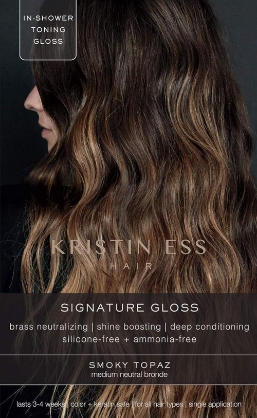 Kristin Ess Hair Gloss - Smokey Topaz Medium Neutral Blonde | 4-Week Semi-Permanent Color Depositing Conditioner - Vegan & Ammonia Free for Vibrant Shine