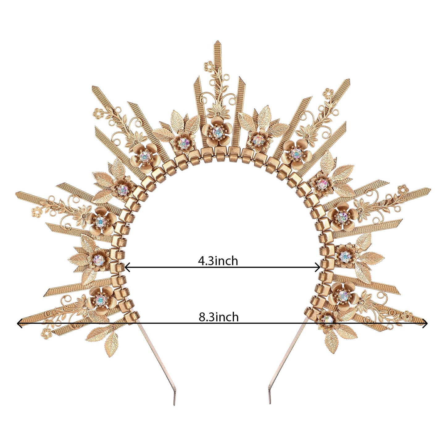 COSUCOS Goddess Halo Sunburst Spike Crown - Cosplay Greek Costume Headband Crown Halloween Liberty Queen Angel Women Halo Headpiece Zip Tie Sun Crown