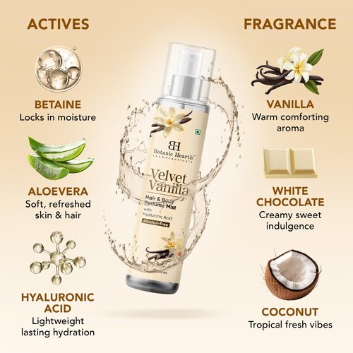 Botanic Hearth Vanilla Hair Perfume & Body Mist, Long-Lasting Hair Deodorizer & Body Scent for Women & Men, Alcohol-Free Clean Fragrance Hair Spray For Everyday Wear, All Day Freshness, 3.4 Fl Oz