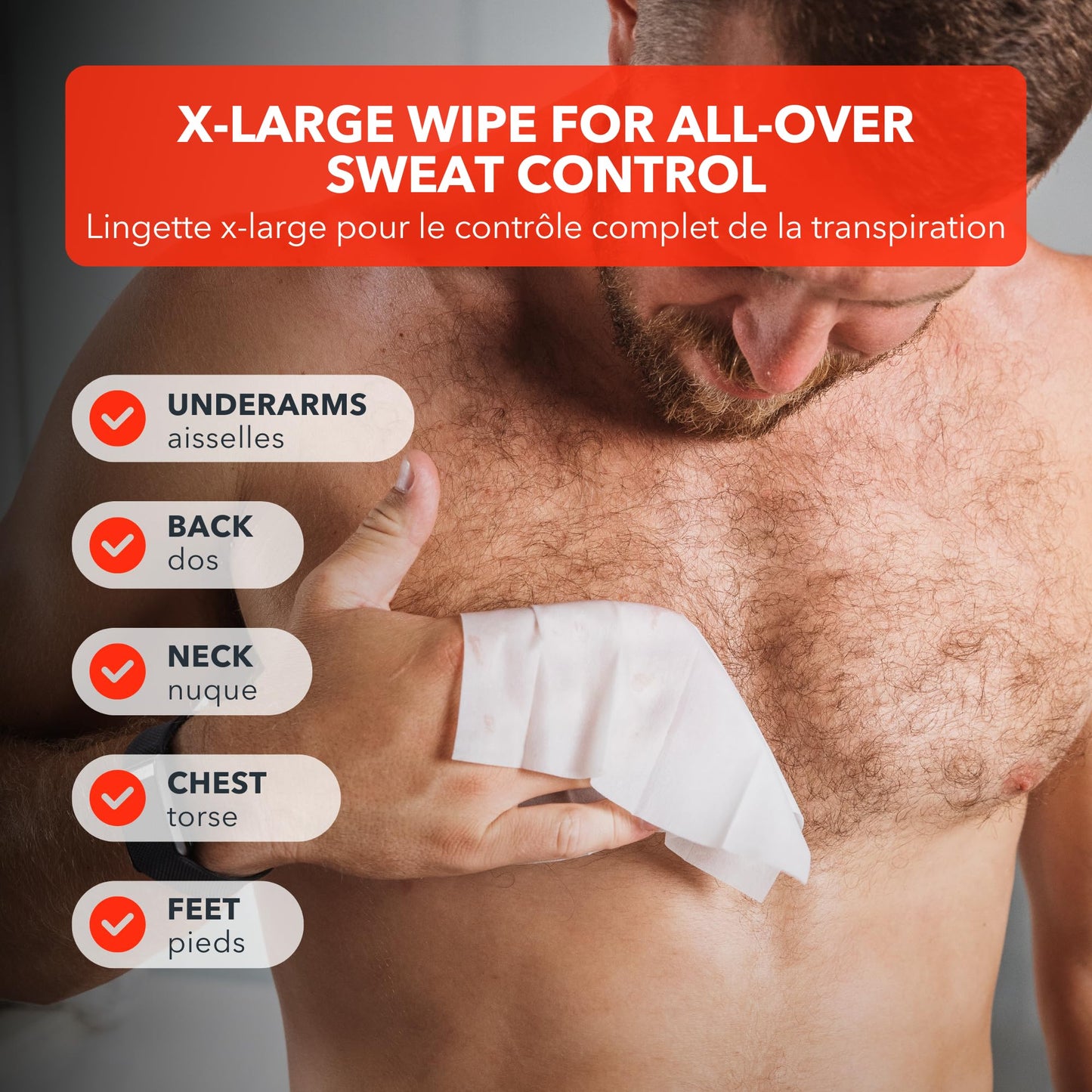 SweatBlock Antiperspirant Body Wipes for Men & Women - Max Clinical Strength Anti Sweat Wipes - Block Sweat & Treat Hyperhidrosis - 10 Unscented Wipes