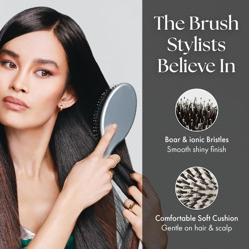 Olivia Garden Ceramic + Ion Supreme Styler Paddle Brush - Boar Bristles for Shine & Frizz Control