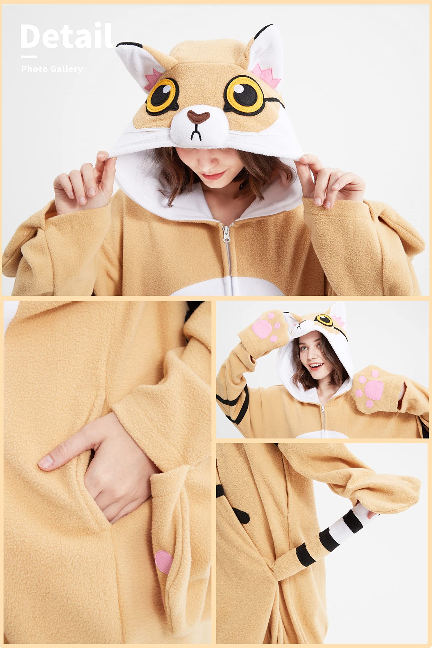 Unisex Adult Sand Cat Halloween Costume Halloween Christmas Onesie Cosplay Pajamas Small