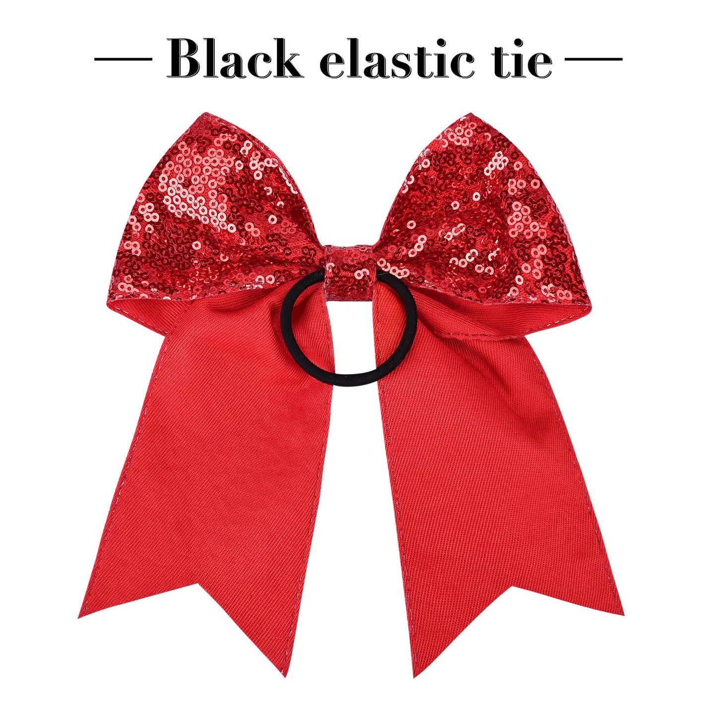 12 PCS 8" Large Glitter Cheer Bows Red Girl Hair Bows Sparkly Cheerleading Softball Team Bow Hair Accessories for cheerleaders football Competition Sports