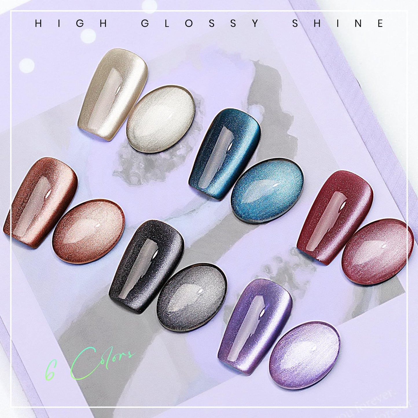 MIZHSE Cat Eye Gel Nail Polish: Purple Magnetic Gel Polish with Magnet Stick, Maillard Style Magic Effect Galaxy Shimmer Glitter Holographic Nail Gel Soak Off Nail Art Salon Manicure Home