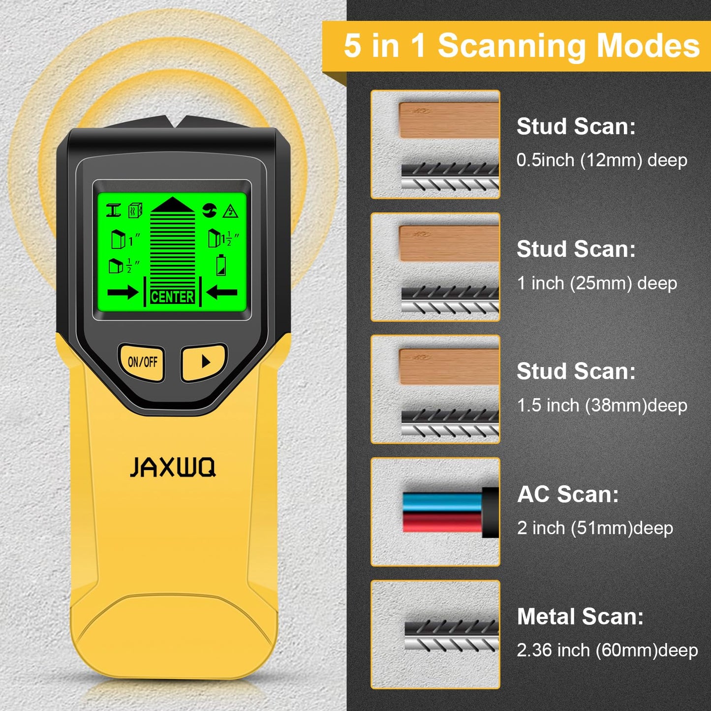 Stud Finder Wall Scanner - 5 in 1 Stud Finder Tool w/Smart Chip and HD LCD Display, Stud Detector Beam Finders for the Center and Edge of Wood AC Wire Metal Studs Joist Pipe (‎Dark Aqua)