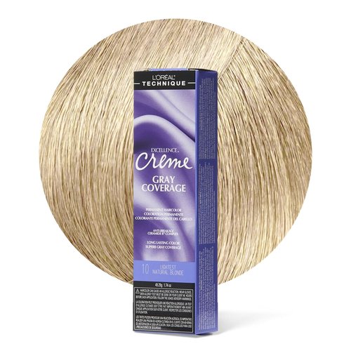 L'Oréal Technique Excellence Crème Permanent Hair Color - Long-Lasting Hair Dye, Rich Formula With No-Drip Application, Superb Gray Coverage, Lghtst Nat Blonde