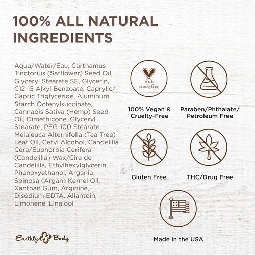 Earthly Body Miracle Oil - Tea Tree & Hemp Seed Crème, 4 oz | Nourish & Protect Skin, 100% Vegan