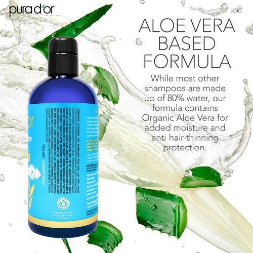 PURA D'OR Biotin Shampoo for Hair Thinning - Original Scent | Clinically Tested Herbal Blend, 16 Oz