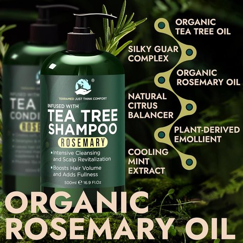 Regine Switzerland Rosemary Shampoo & Conditioner Set - Scalp Relief & Hair Growth | Sulfate-Free, Soothes Dry Scalp + Free Scalp Brush | 16.9 fl oz