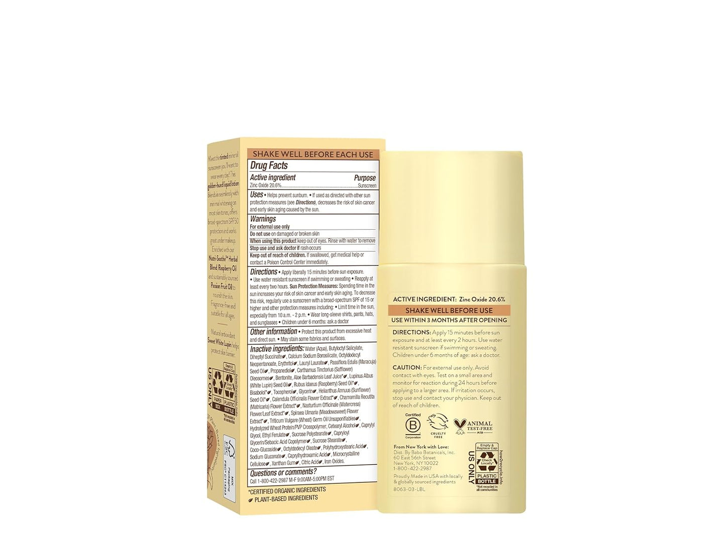 Babo Botanicals Daily Sheer Tinted Mineral Sunscreen SPF 50 - Natural Zinc Oxide - Fragrance-Free - Lightweight Face Formula