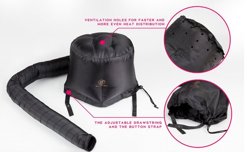 BEAUT'E SEOUL Bonnet Hair Dryer Attachment – Large Soft Hood for Handheld Blow Dryers, Deep Conditioning Cap for Natural Curly Hair, Quick Drying & Hair Treatment