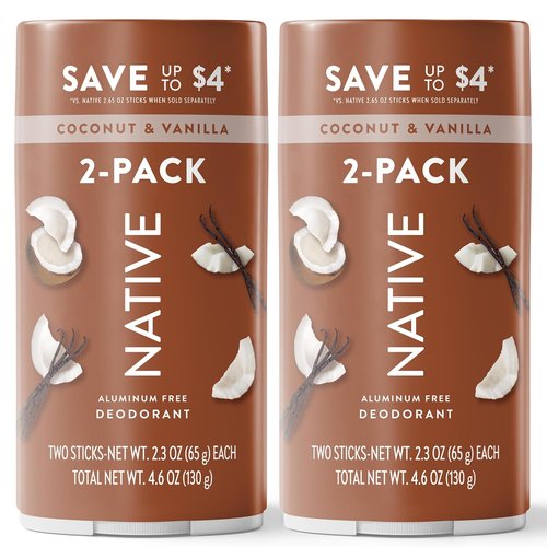 Native Coconut & Vanilla Deodorant Bundle - Twin Pack 2 x 2.3 Oz | Natural & Long-Lasting Freshness