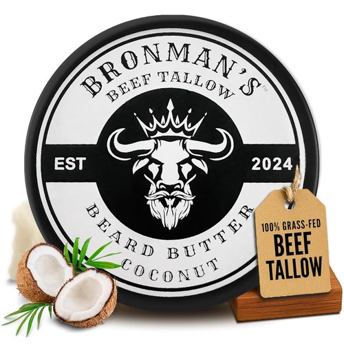 Beef Tallow Beard Butter for Men - Hydrating Coconut Balm with Shea Butter - 4oz Deep Moisturizing Formula
