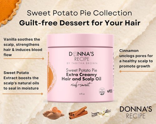 Donna's Recipe by Tabitha Brown | LOC System Bundle - Sweet Potato Pie Scent - 3-Pc Hair Care Set for Hydrated, Soft, Shiny Hair