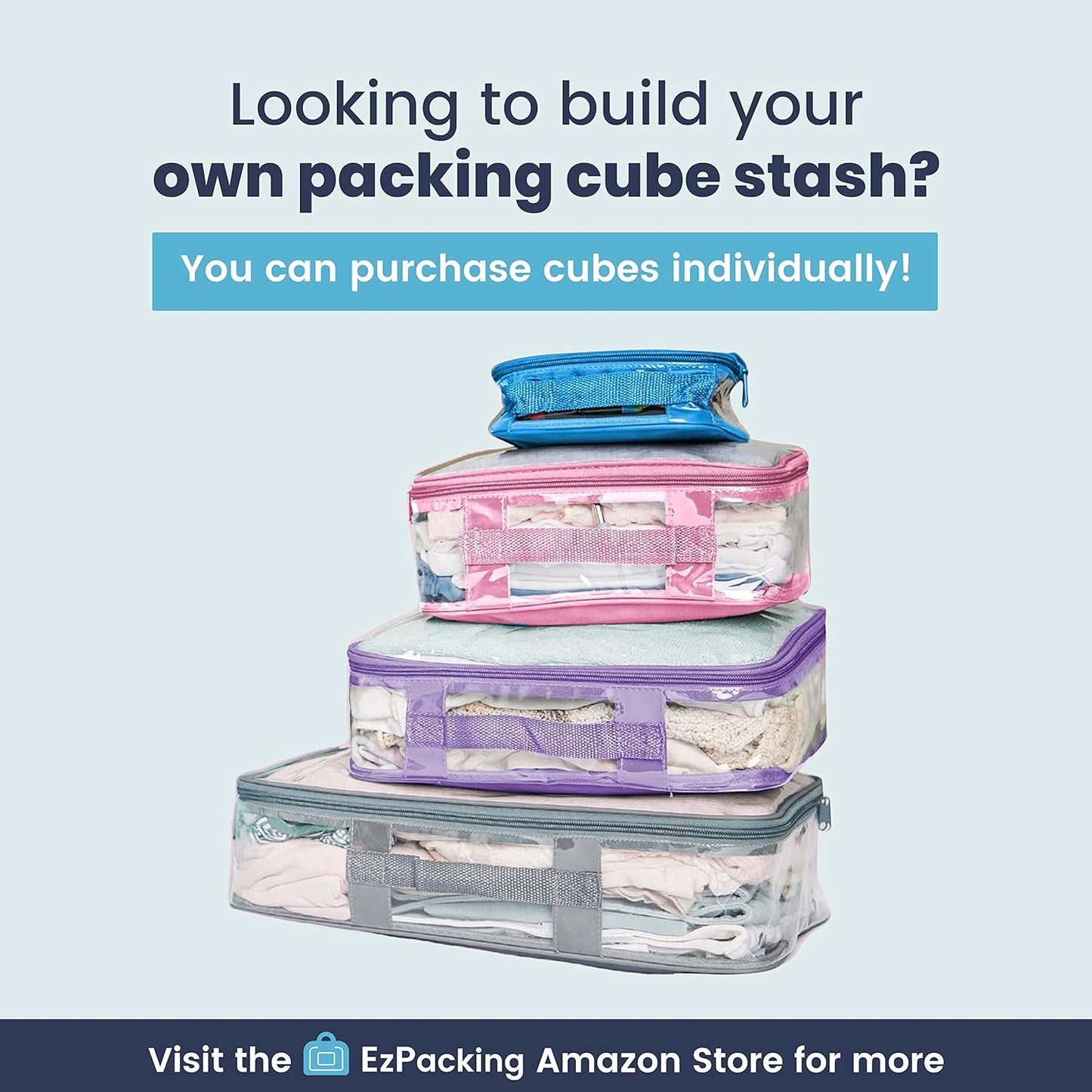 Skiennix Clear Packing Cubes - Set of 4 Premium PVC Storage Bags for 7-10 Days of Clothes