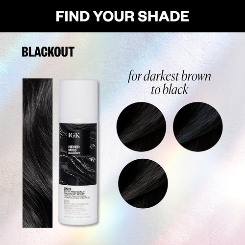 IGK Never Miss Root Touch-Up Spray - Sweat-Resistant Gray Coverage for Black Hair, 2.0 oz