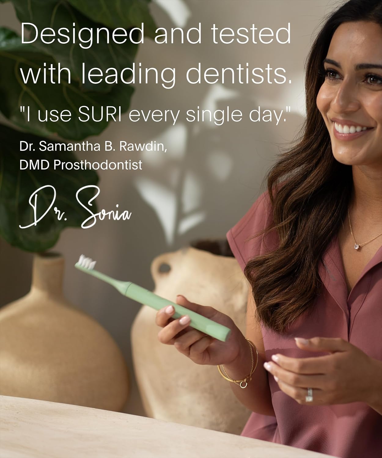 SURI 2.0 Sonic Electric Toothbrush - Pressure Sensor & UV-Cleaning Case | 1 Month+ Battery | Green