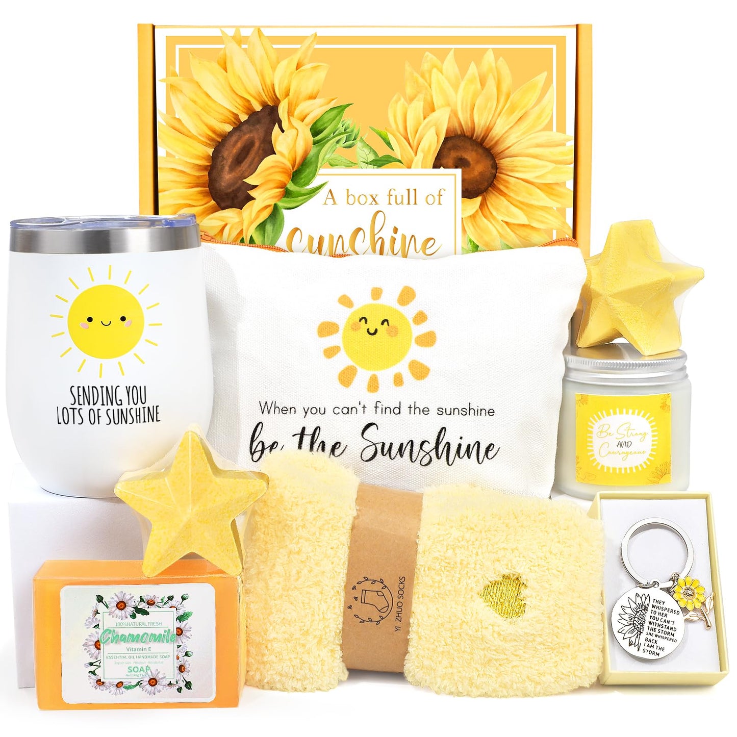 Get Well Soon Gift Baskets for Women, 9pcs Care Package for Women, After Surgery Recovery Gifts, Feel Better Set Thinking Of You - Sending You Hug Sunshine Box for Sick Friend